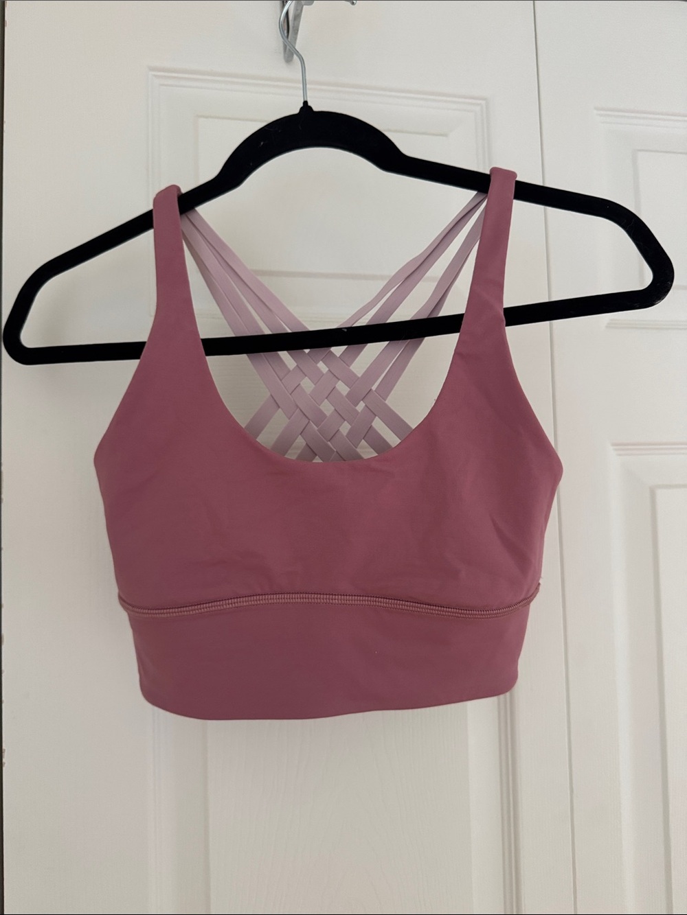 lululemon athletica Rose-Mauve Strappy Lattice-Back Sports Bra